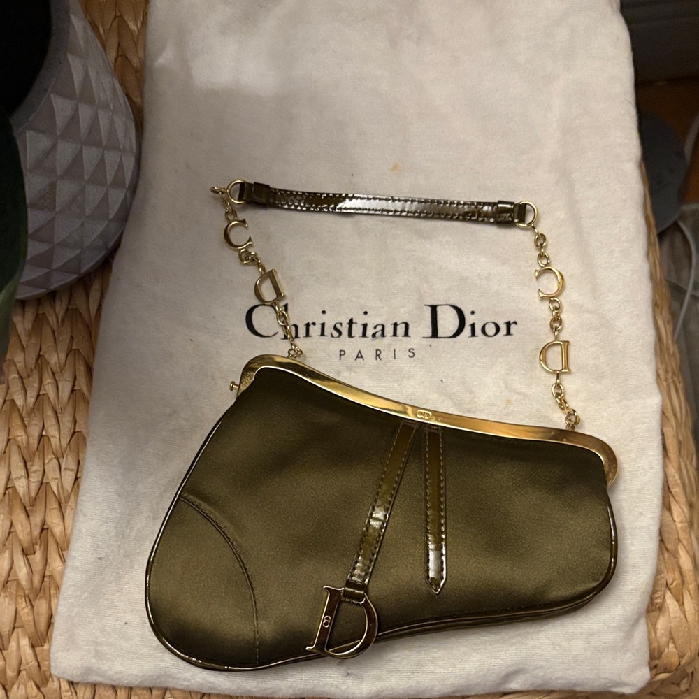 Dior Gold and Olive Green Clutch